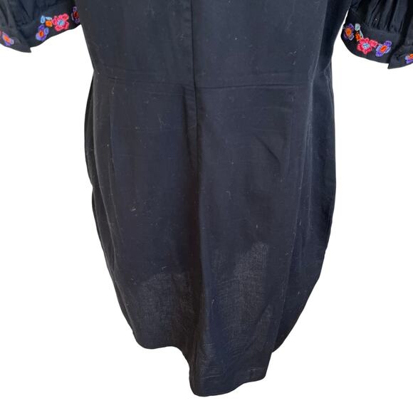 Asos Dress Women's Size 14 Black Cotton Embroidered Floral Colorful Open Back - Picture 9 of 13